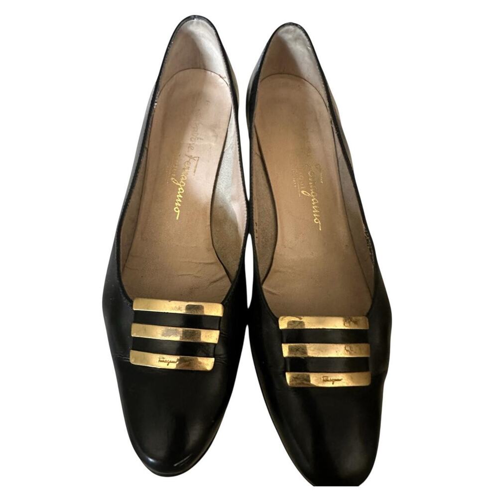 Salvatore ferragamo vintage black leather